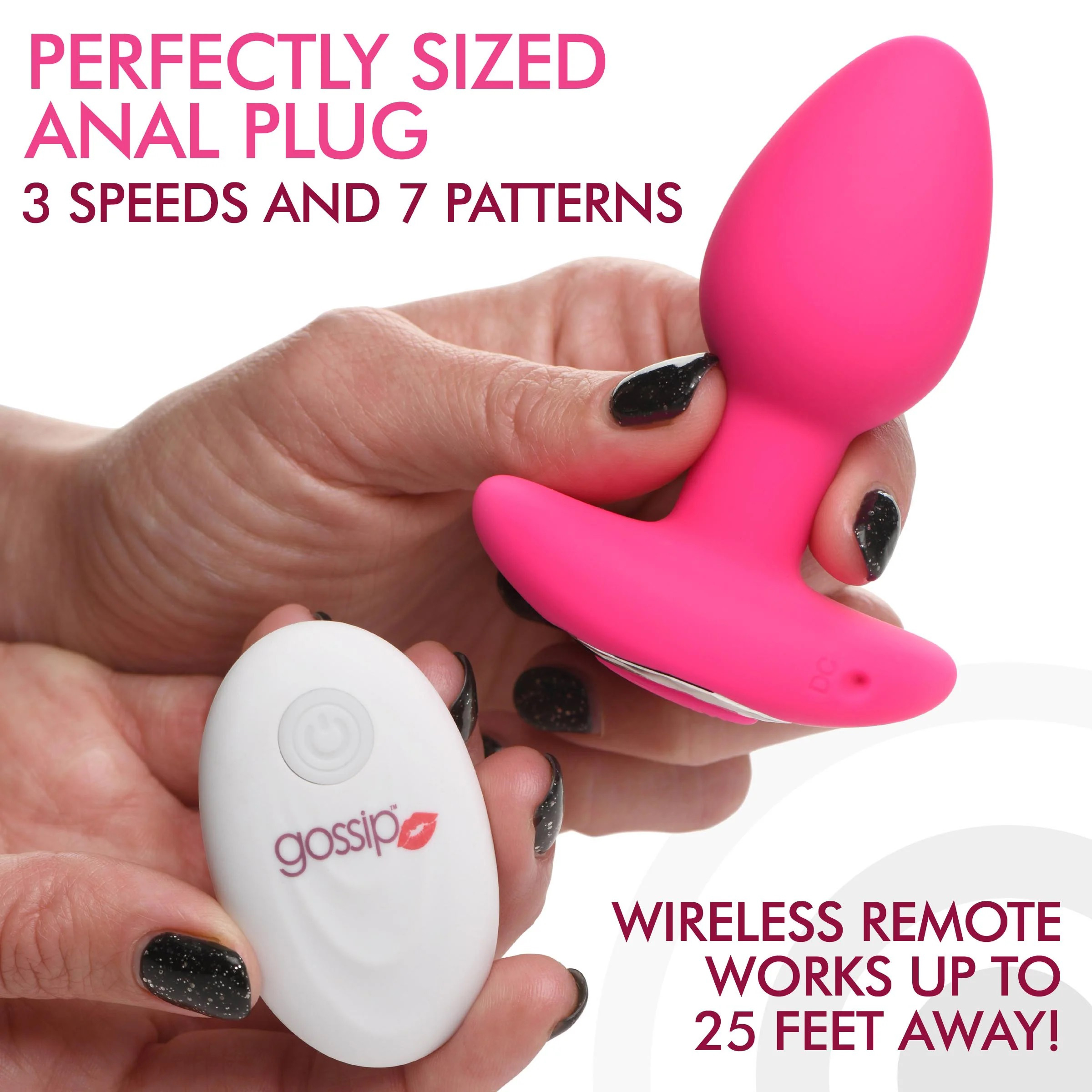 Curve Toys - Gossip Pop Rocker 10x Vibrating Silicone Plug - Magenta - Anal Toys & Stimulators - Silicone