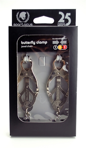 Spartacus - Lite Line Nipple Clamps With Curbed Chain - Bondage & Fetish Toys - Metal