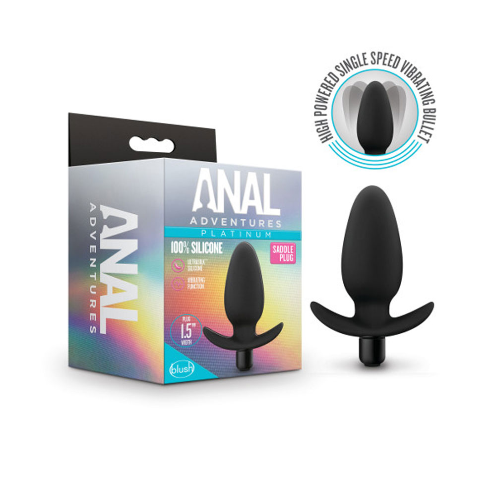 Blush - Anal Adventures Platinum Silicone Vibrating Saddle Plug Black - Anal Toys & Stimulators - Silicone