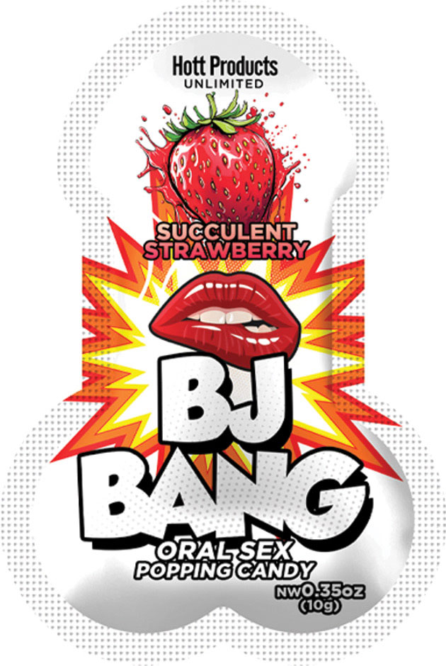 Hott Products - Bj Bang - 1pc Oral Sex Popping Candy - Strawberry 10gm - Edible