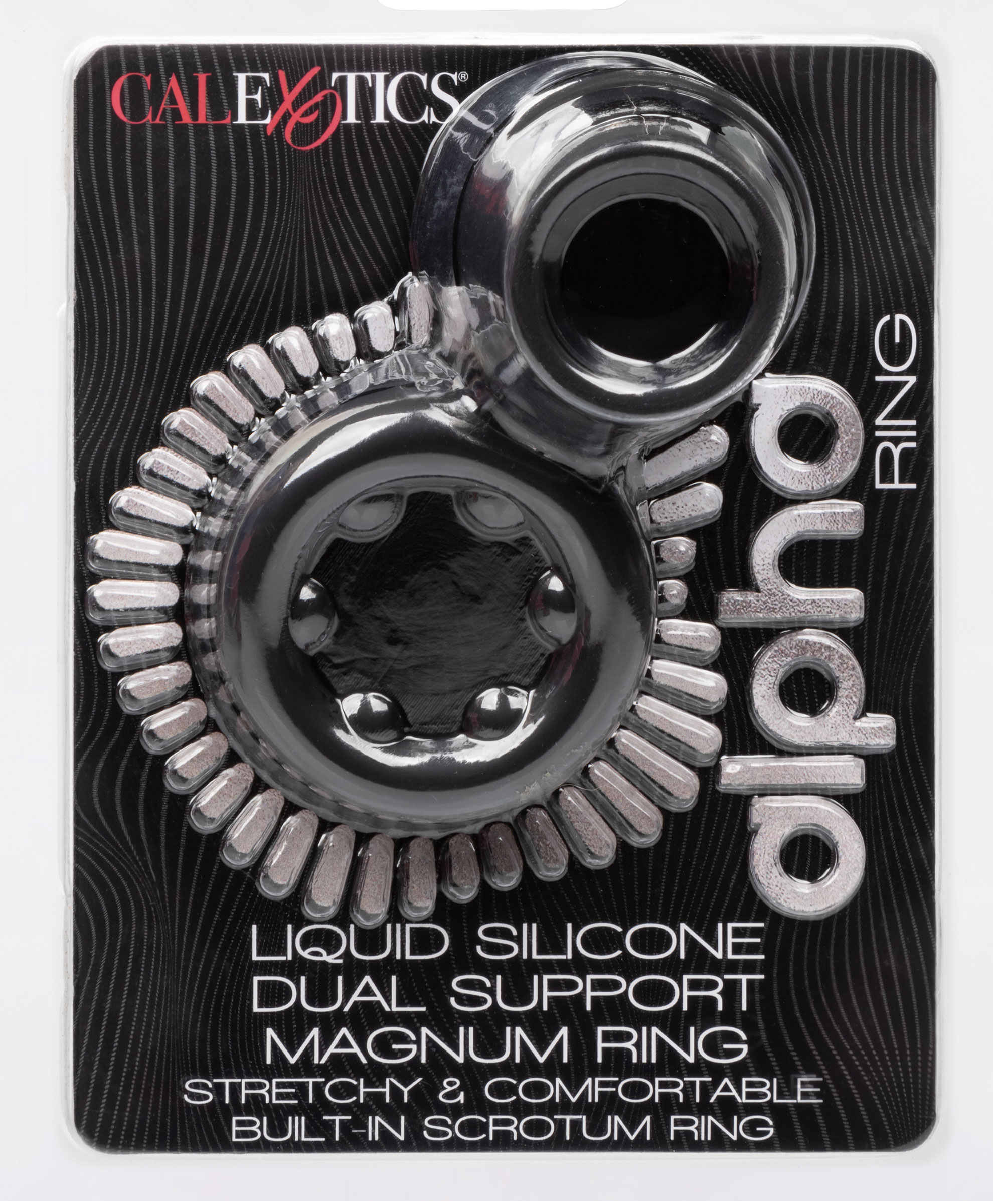 CalExotics - Alpha Liquid Silicone Dual Support Magnum Ring - Black - Cockrings