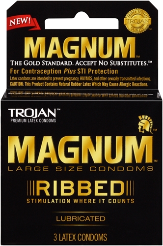 Paradise Marketing - Trojan Magnum Ribbed - 3 Pack - Condoms