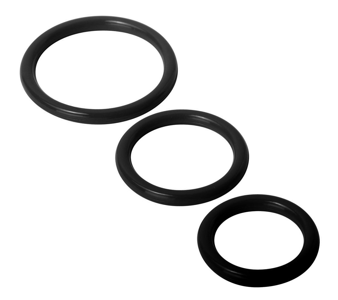 XR Brands - Trinity Silicone Cock Rings - Black - Cockrings
