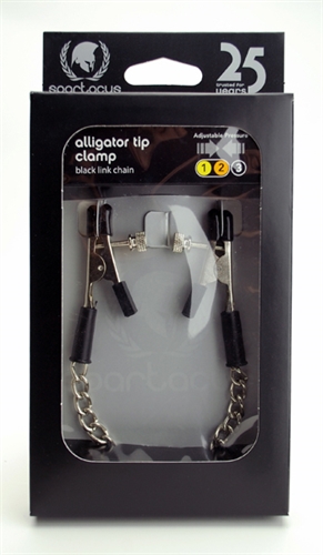 Spartacus - Spartacus Adjustable Nipple Clams With Curbed Chain Rubber Tipped - Bondage & Fetish Toys - Metal