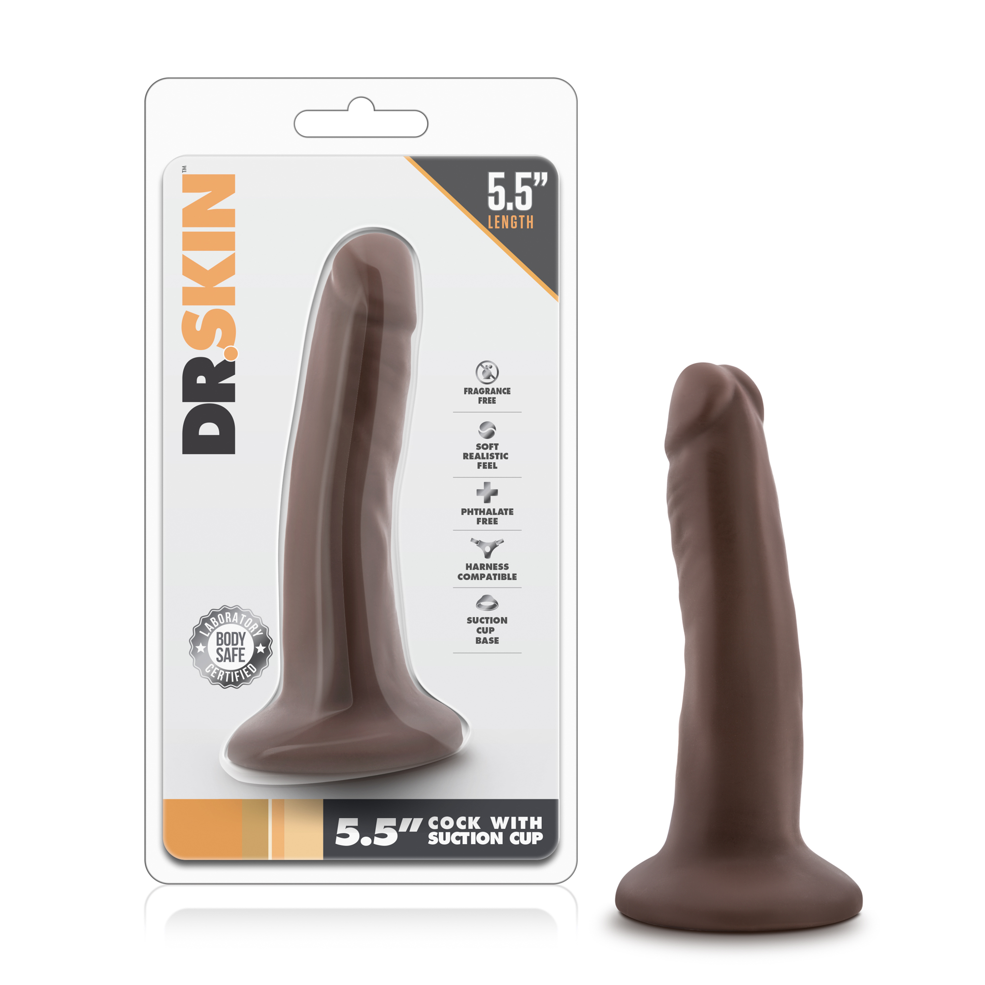 Blush - Dr. Skin Realistic 5.5 in. Dildo Brown - Dildos - PVC