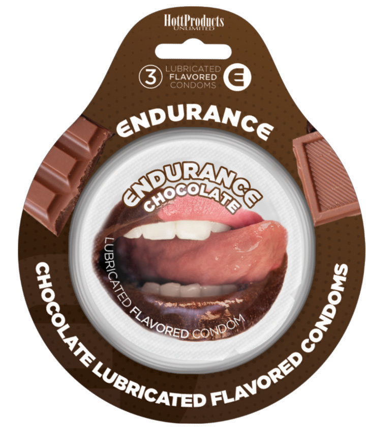 Hott Products - Endurance Condoms - Chocolate -3 Pack - Condoms