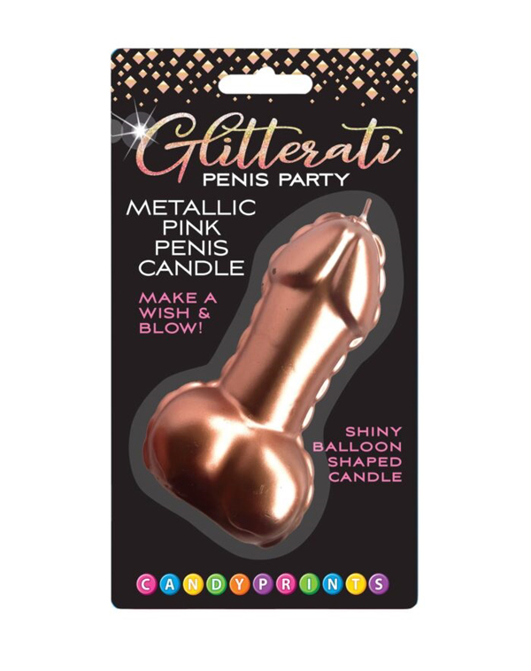 Little Genie - Pink Foil Penis Balloon Candle - Rose Gold - Gag Gifts & Novelties