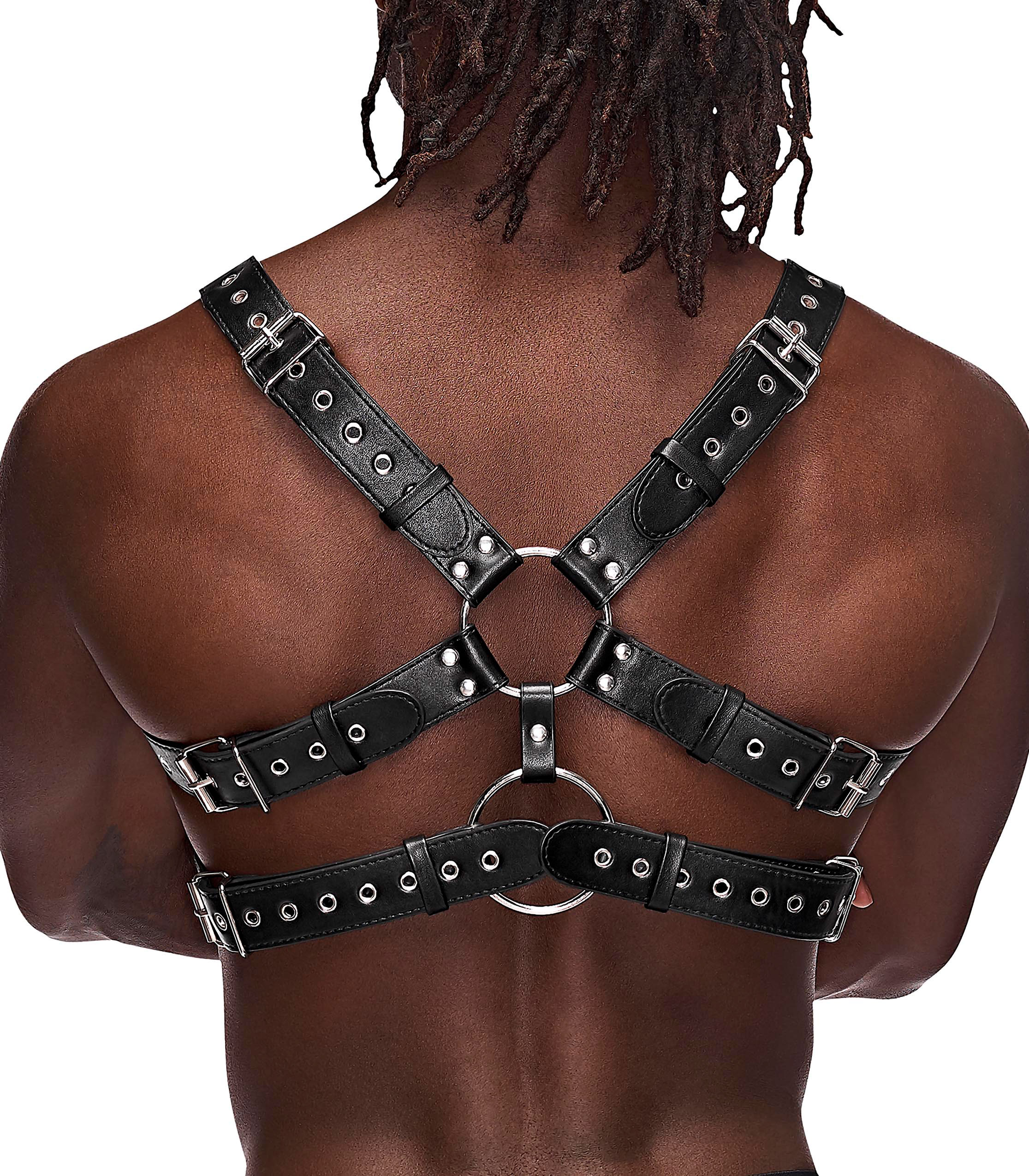 Male Power - Gemini Leather Harness - One Size - Black - Bondage & Fetish Toys