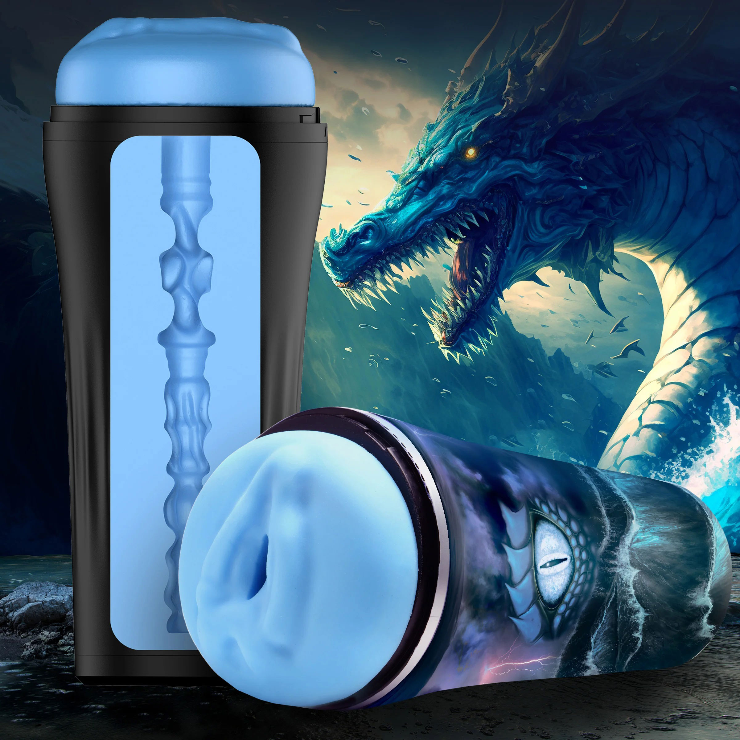 XR Brands - Creature Cocks Pussidon Sea Monster Stroker - Masturbation Aids for Males - TPE/TPR/Elastomers
