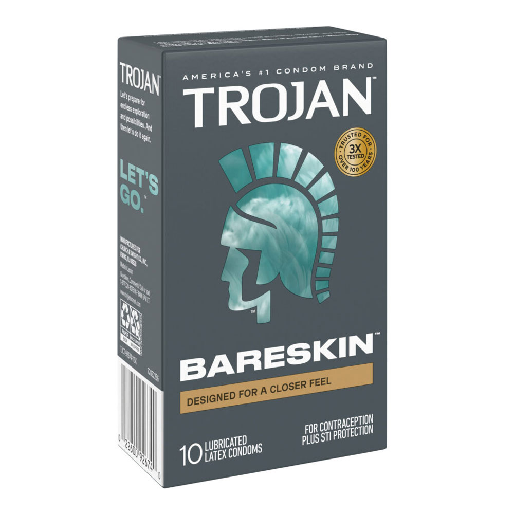 Paradise Marketing - Trojan Sensitivity Bareskin Lubricated Condoms - 10 Pack - Condoms