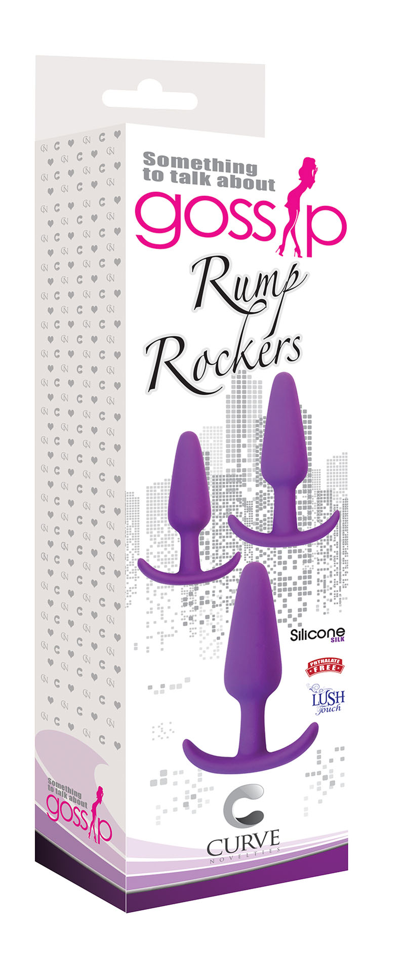 Curve Novelties - Gossip Rump Rockers 3-Piece Silicone Anal Plug Training Set Violet - Anal Toys & Stimulators - Silicone
