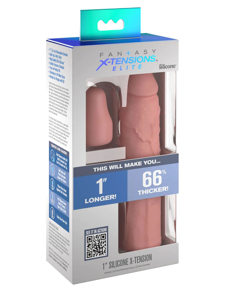 Pipedream - Fantasy X-Tensions Elite 7 Inch Sleeve With 1 Inch Plug - Light - Penis Extension & Sleeves