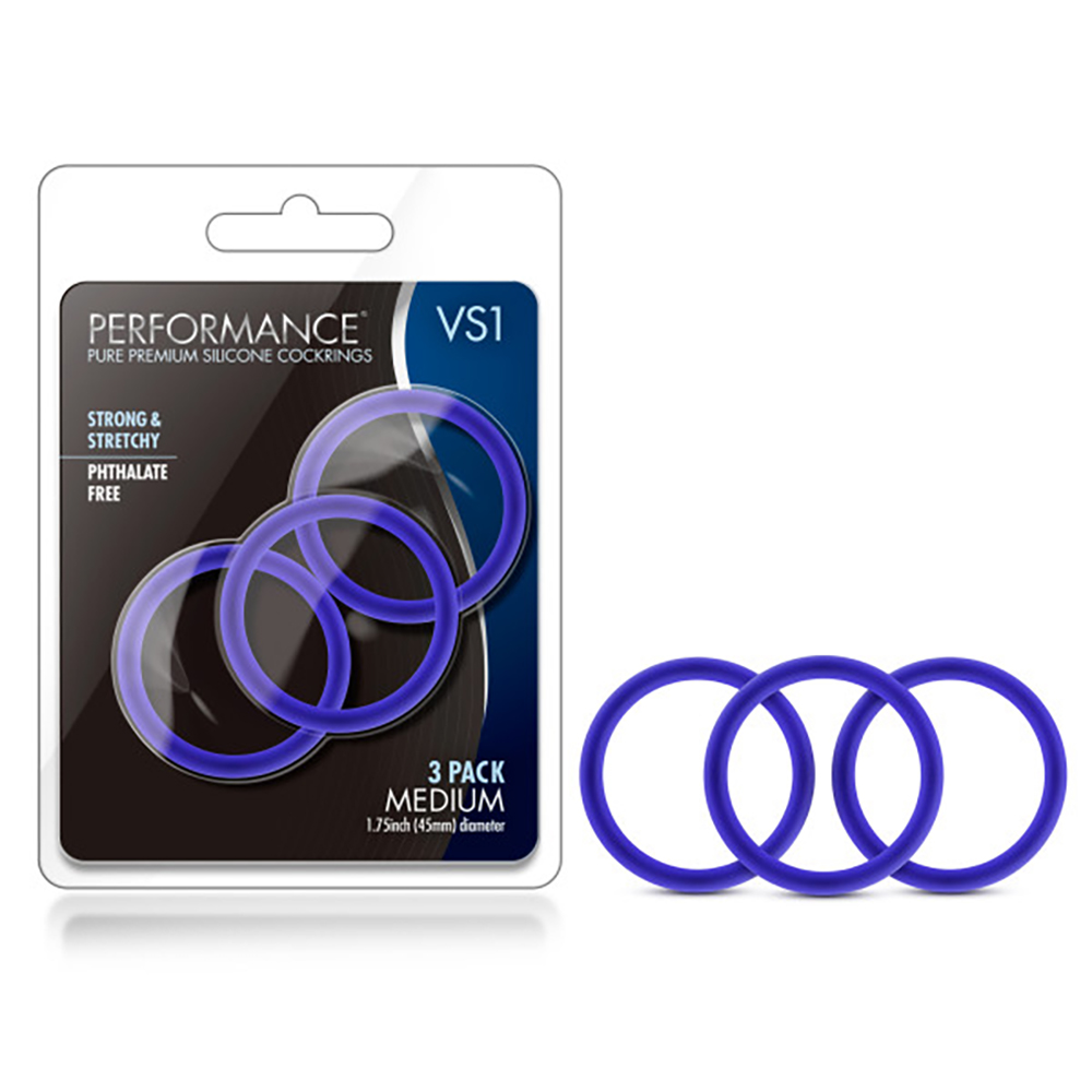 Blush - Performance - Vs1 Pure Premium Silicone Cockrings - Medium - Indigo - Cockrings