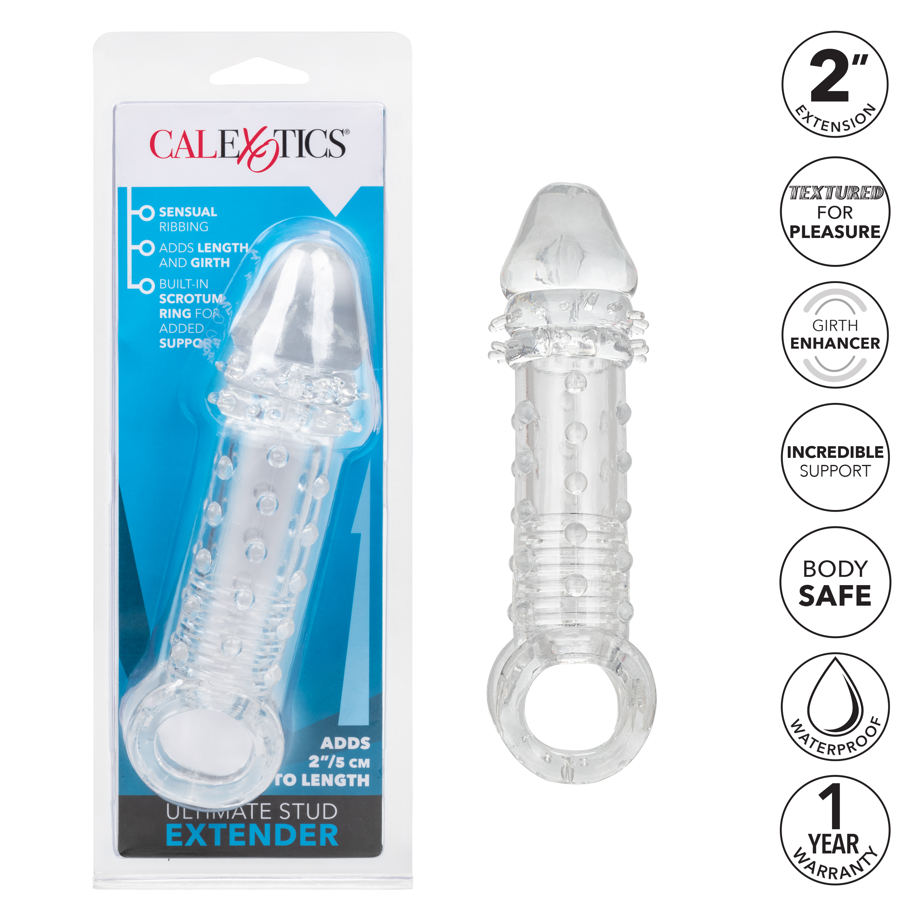 CalExotics - Ultimate Stud Extender - Clear - Penis Extension & Sleeves