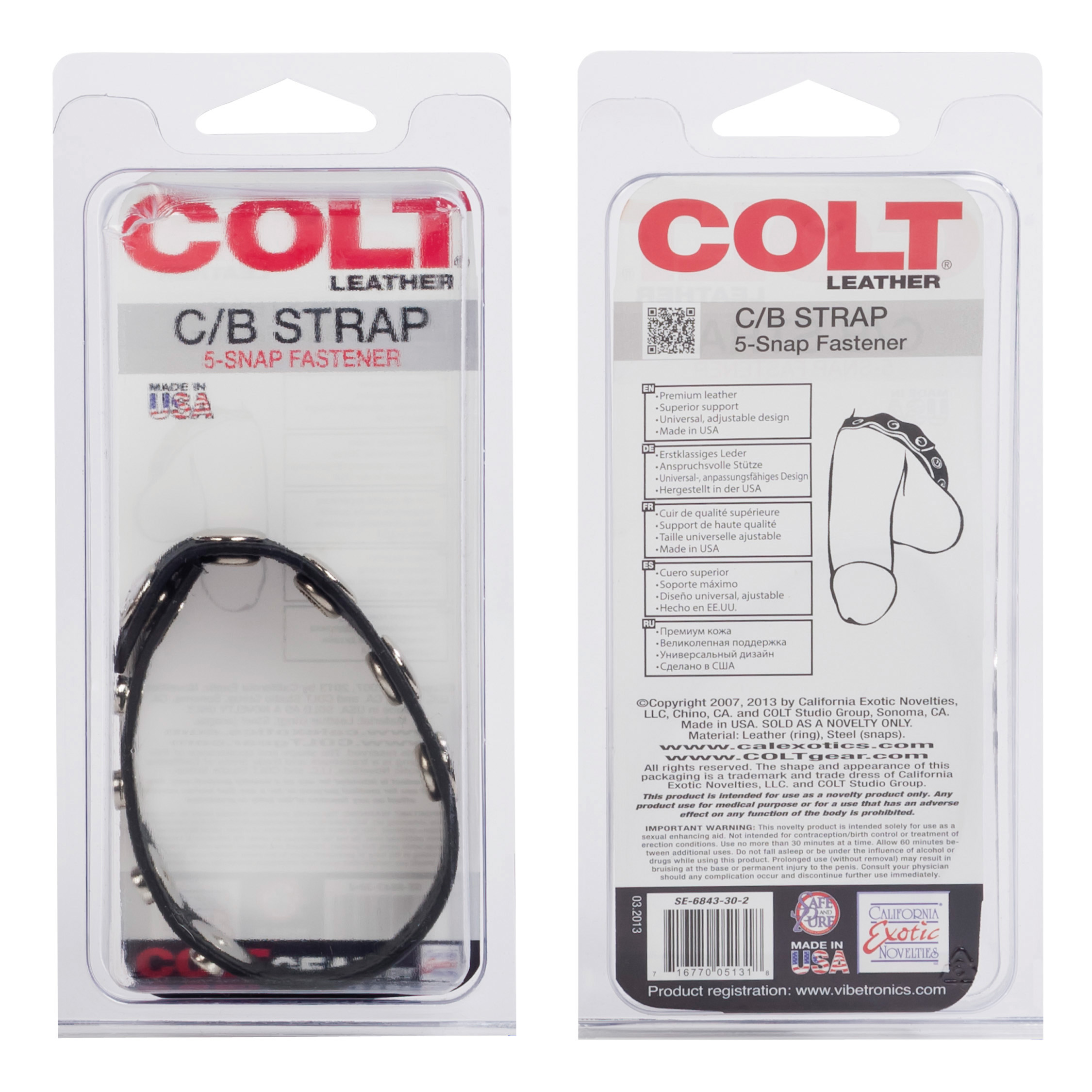 CalExotics - Colt Adjustable 5 Snap Leather - Cockrings