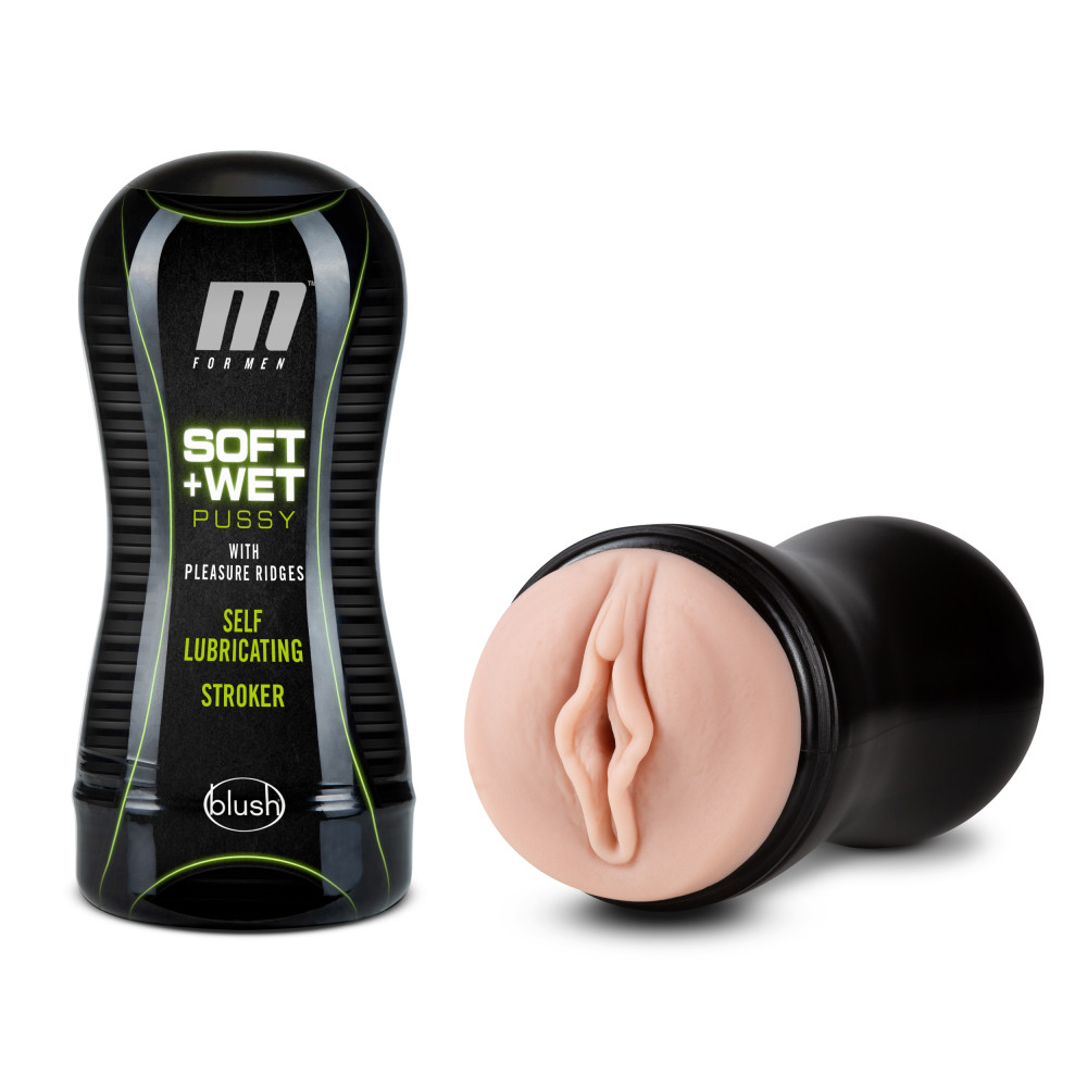 Blush - M for Men - Soft and Wet - Pussy With Pleasure Ridges - Self Lubricating Stroker Cup - Vanilla - Masturbation Aids for Males