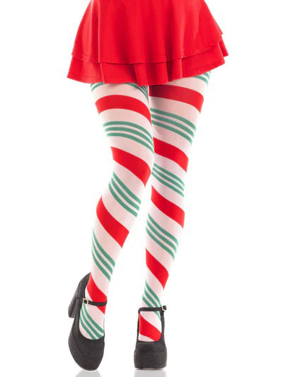 Leg Avenue - Lane Holiday Ribbon Striped Tights - Green/red - Os - Holiday Items