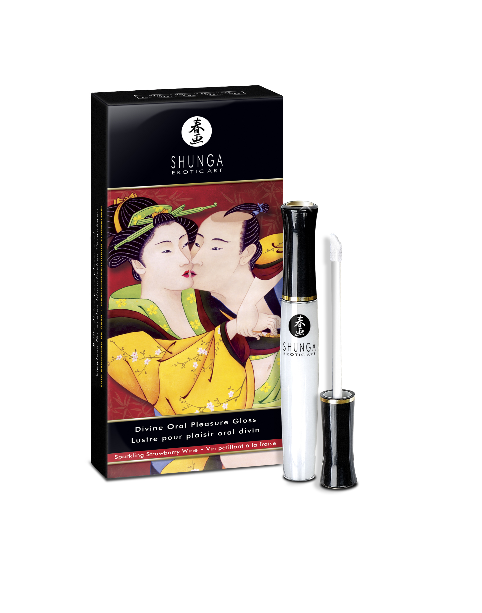Shunga - Divine Oral Pleasure Gloss - Sparkling Strawberry Wine - 0.33 Fl. Oz. / 10 ml - Cosmetics