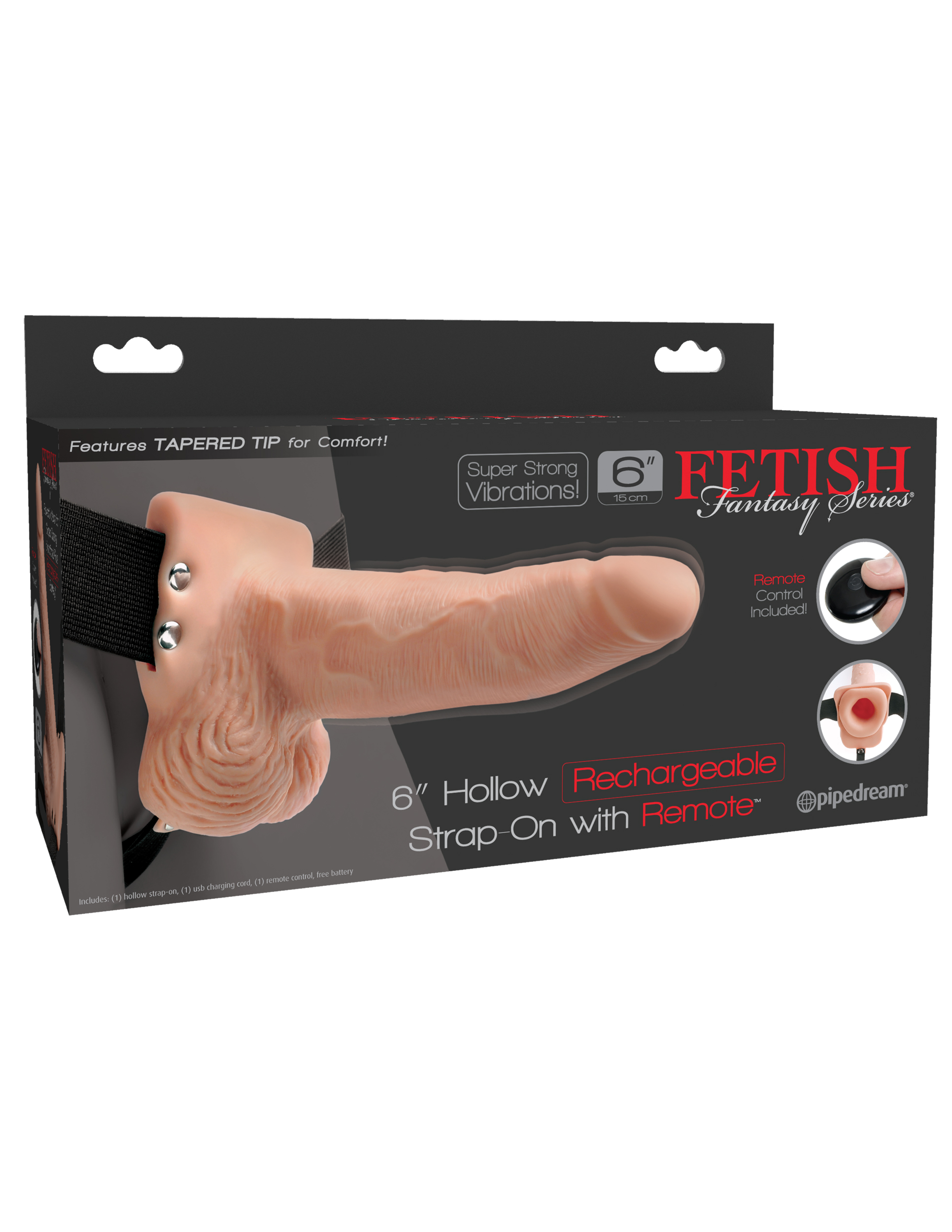 Pipedream - Fetish Fantasy Series 6 Inch Hollow Rechargeable Strap-on With Remote - Flesh - Eco-Friendly
