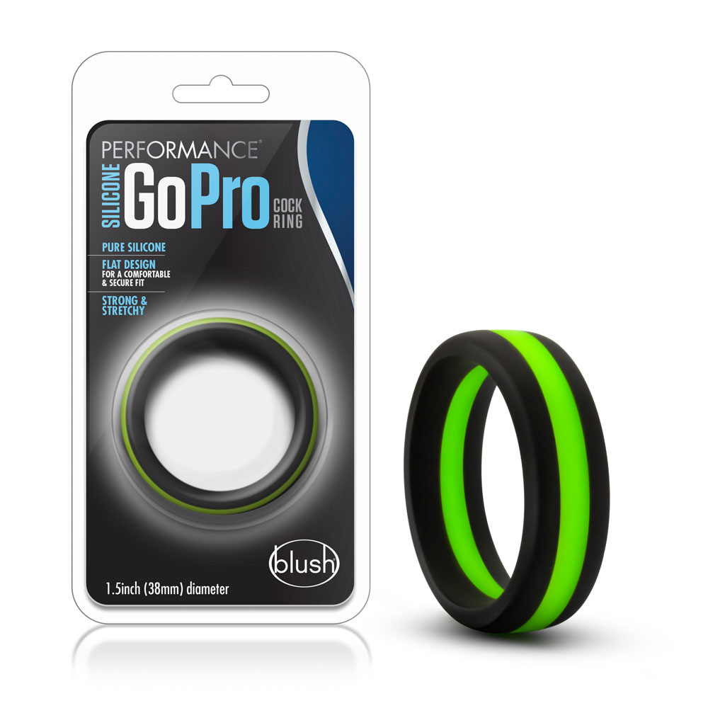 Blush - Performance Silicone Go Pro Cock Ring Black/Green/Black - Cockrings - Silicone