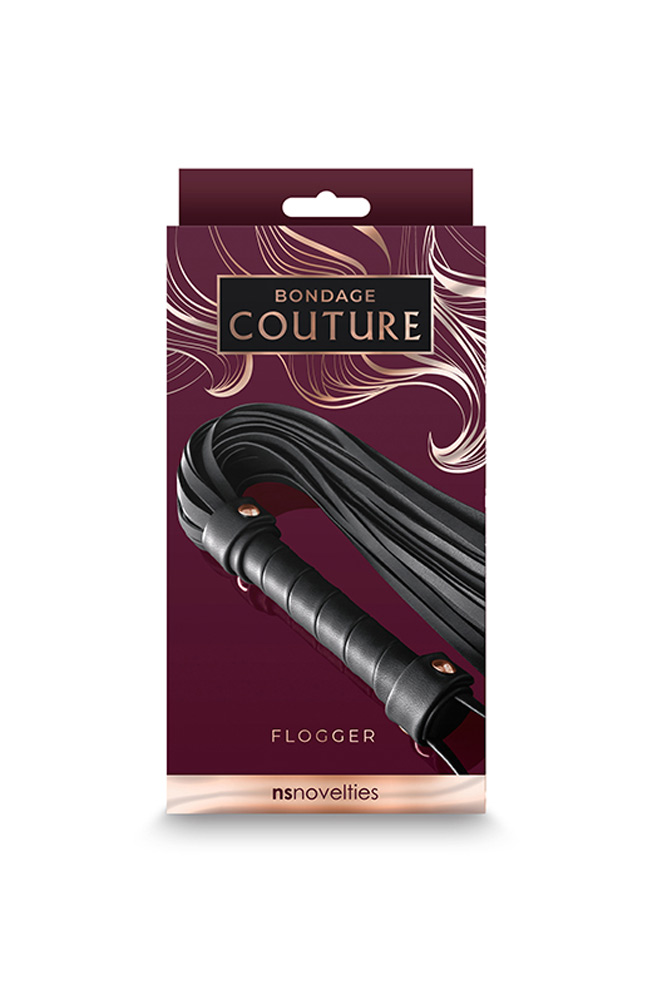 NS Novelties - Bondage Couture Flogger Black - Bondage & Fetish Toys - Faux Leather/Vegan Leather