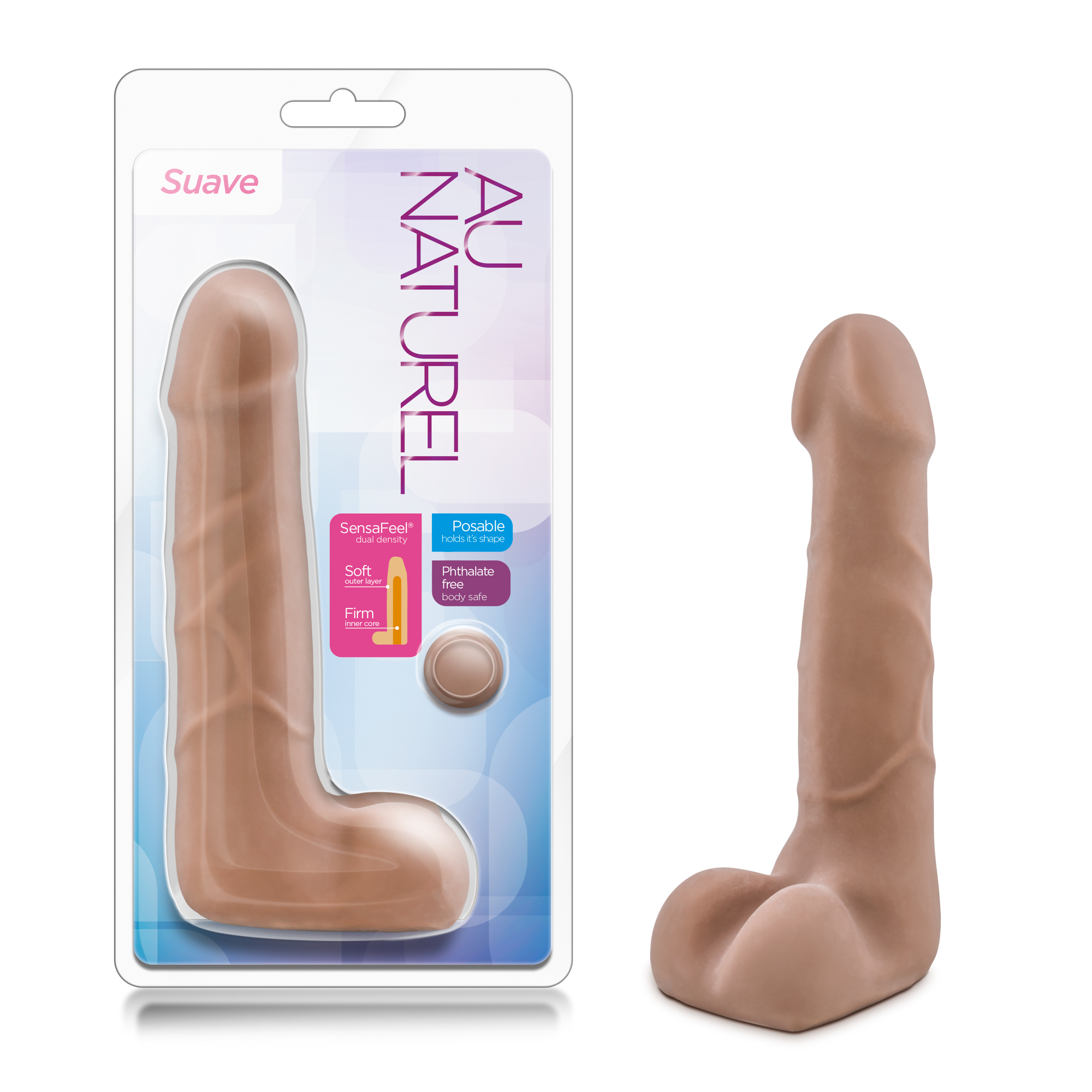 Blush - Au Naturel Suave 7 in. Posable Dual Density Dildo with Balls Tan - Dildos - TPE/TPR/Elastomers