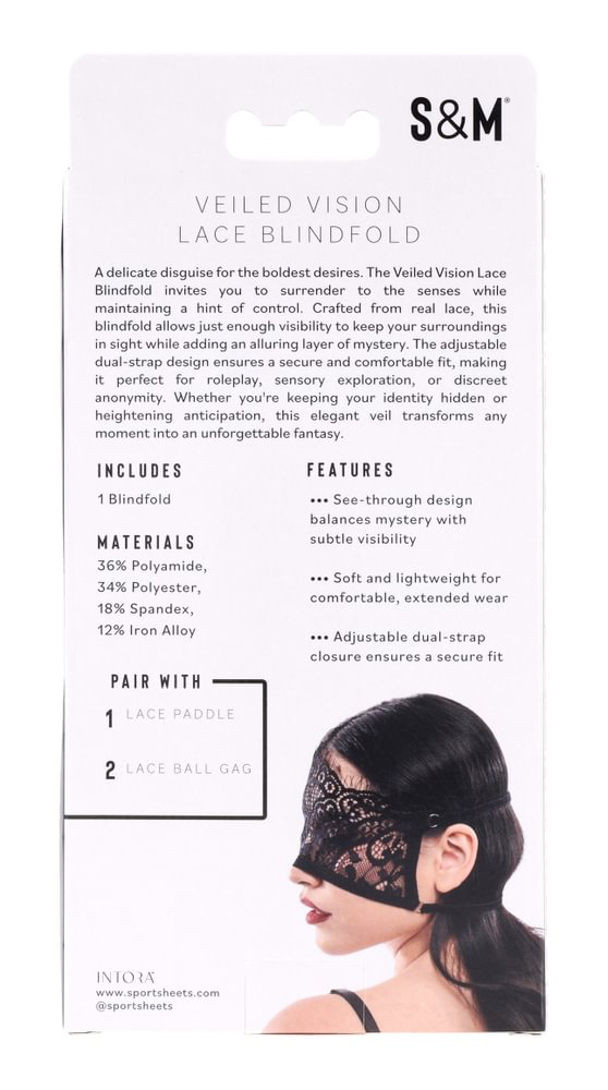 Sportsheets - Sportsheets Sex & Mischief Veiled Vision Lace Blindfold - Bondage & Fetish Toys