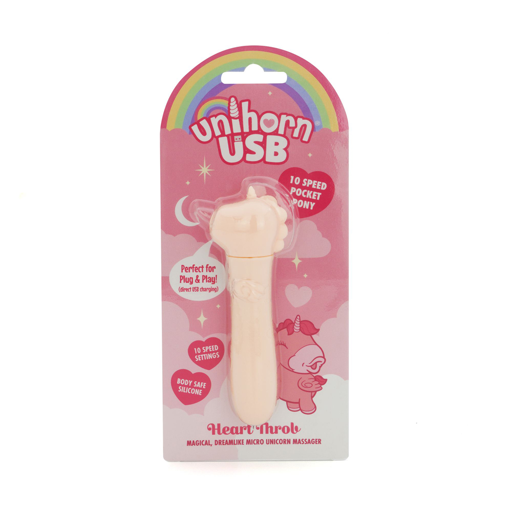 Creative Conceptions - Unihorn USB Bullet Heart Throb Pink/Peach - Vibrators - Silicone