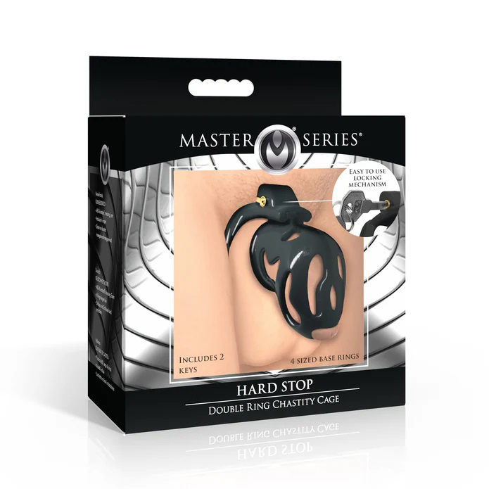 XR Brands - Master Series Double Ring Chastity Cage - General - Plastic