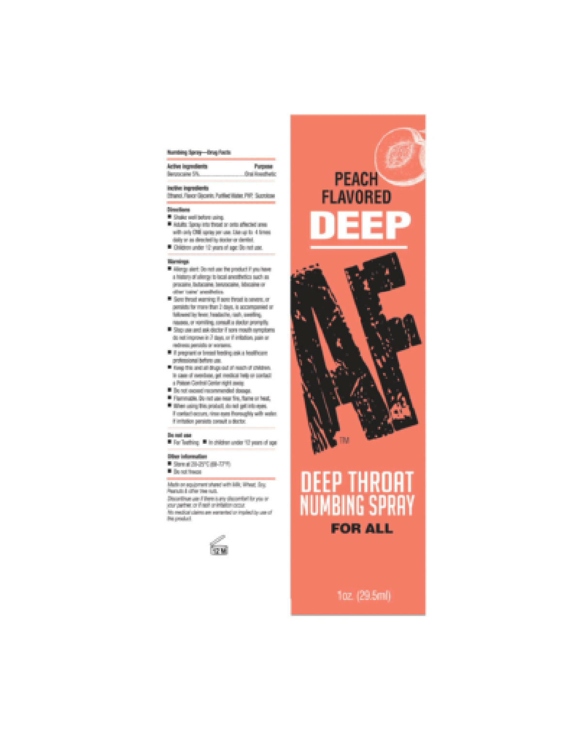 Little Genie - Deep Af Numbing Throat Spray 1 Oz - Peach - Lubricants, Creams & Glides - Liquid