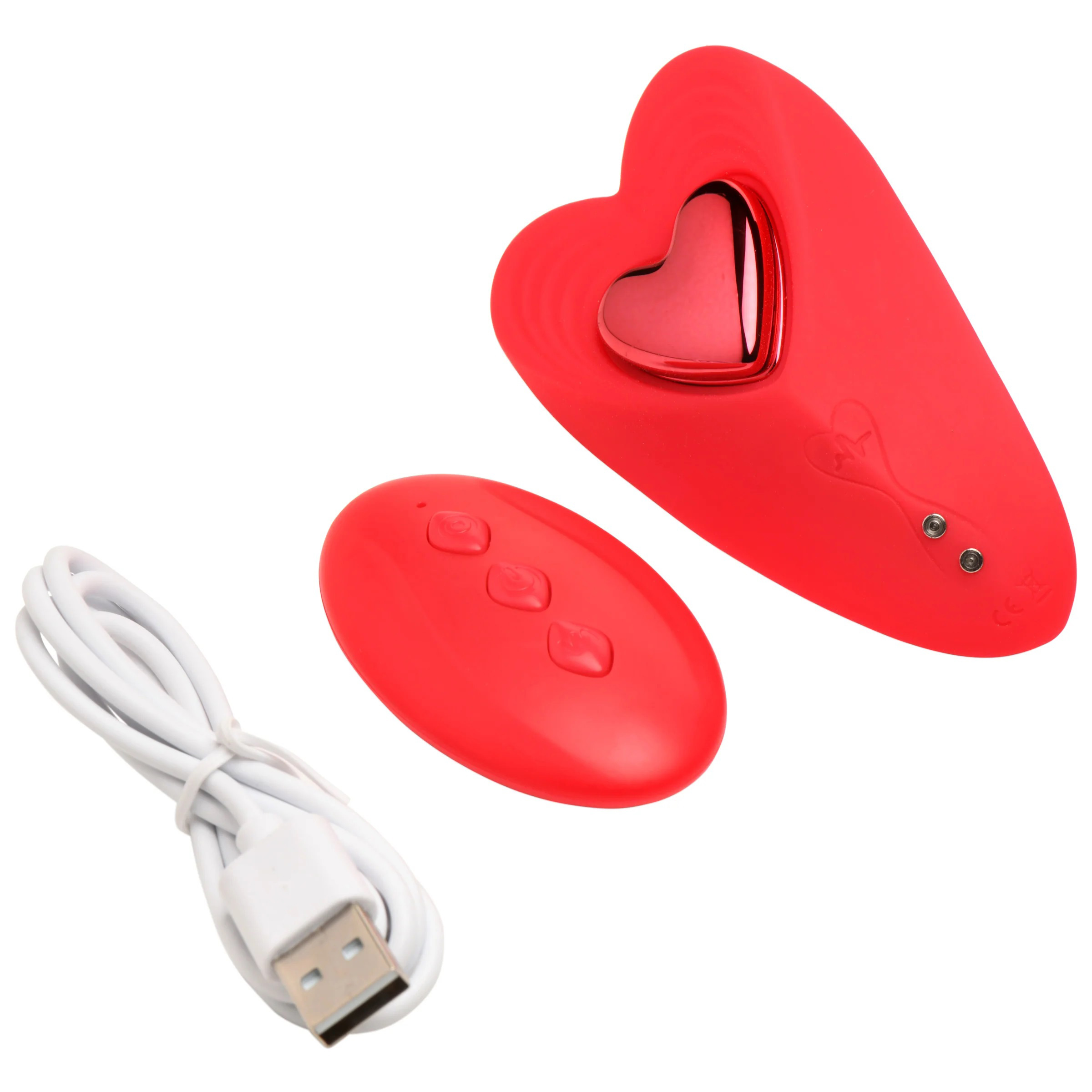 XR Brands - Love Connection Silicone Panty Vibe With Remote Control - Red - Clit Stimulators