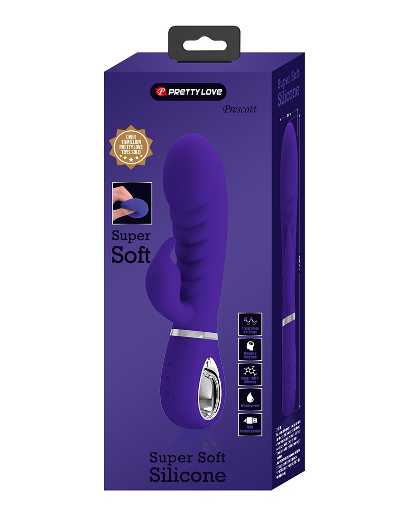 Pretty Love - Prescott Super Soft Rabbit Silicone Vibrator - Purple - Eco-Friendly