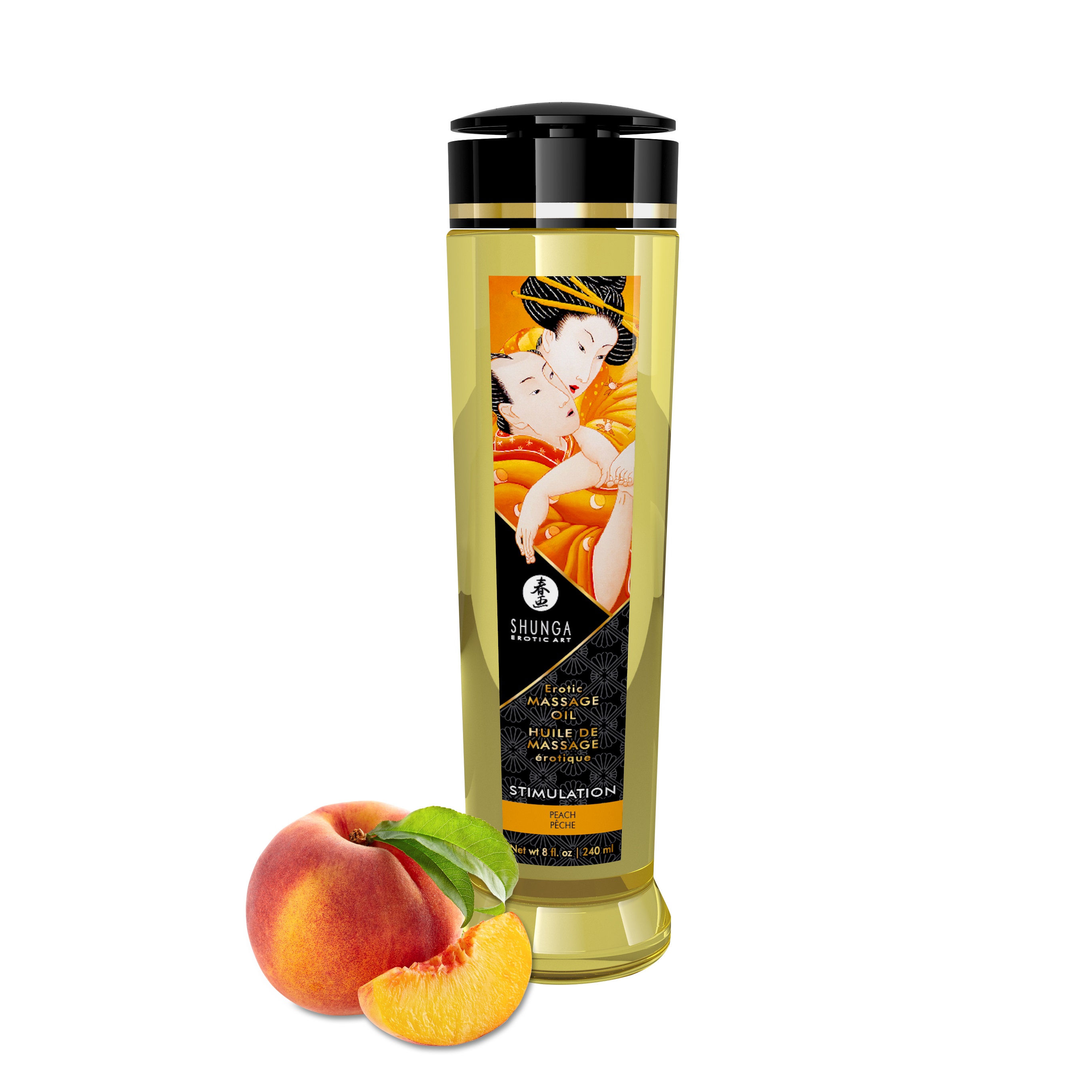 Shunga - Massage Oils - Stimulation - 8 Fl. Oz. Peach - Lubricants, Creams & Glides