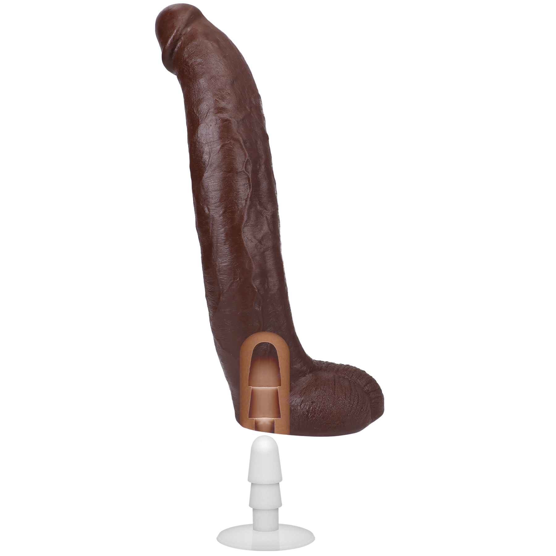 Doc Johnson - Signature Cocks - Brickzilla - 13 Inch Ultraskyn Cock With Removable Vac-U-Lock Suction Cup - Chocolate - Dildos & Dongs