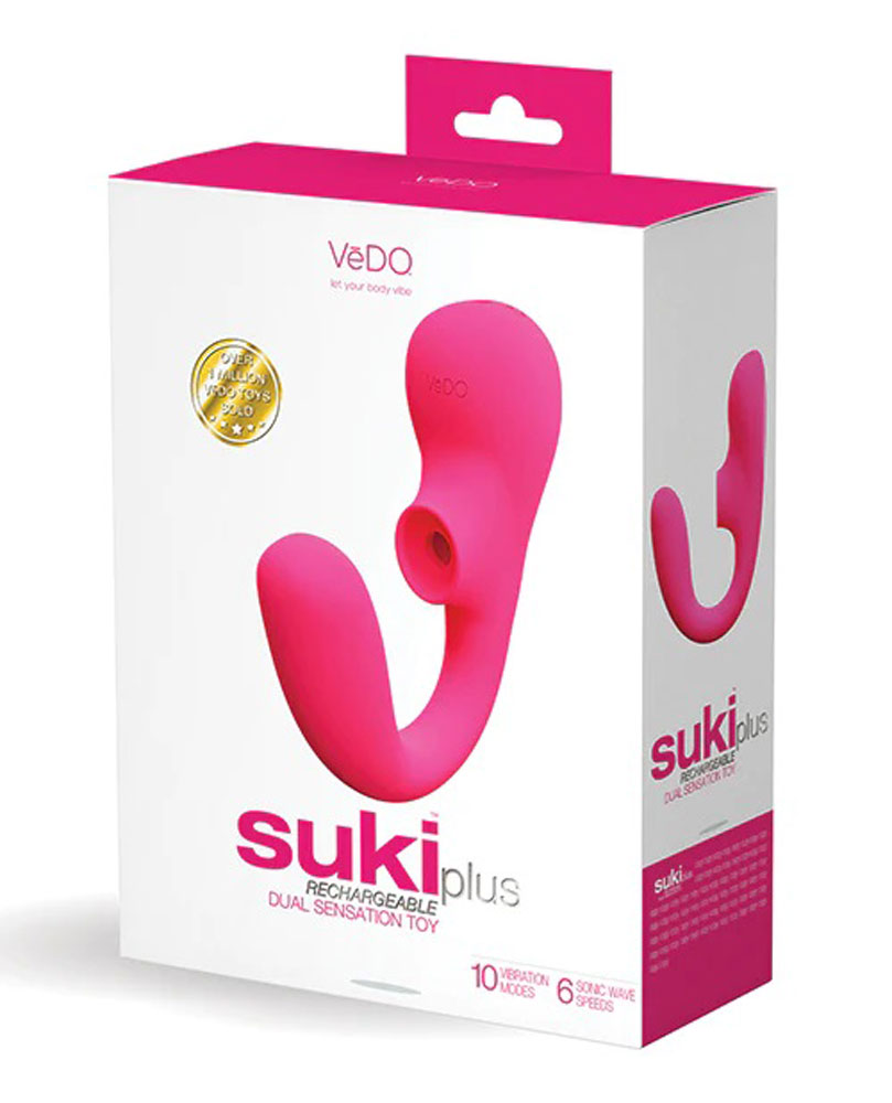 VeDO - Suki Plus Rechargeable Dual Sonic Vibe - Foxy Pink - Clit Stimulators