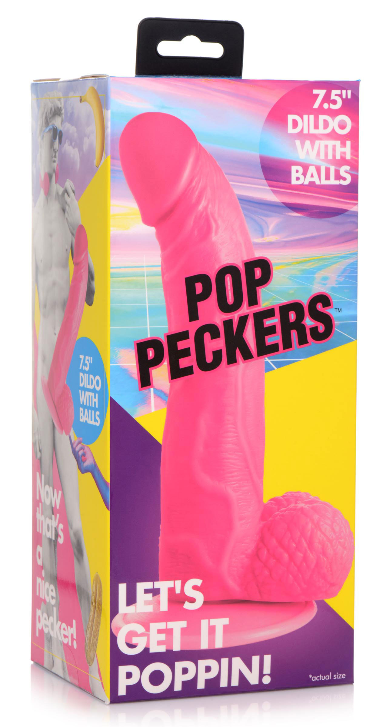 XR Brands - Pop Pecker 7.5 Inch Dildo With Balls - Pink - Dildos