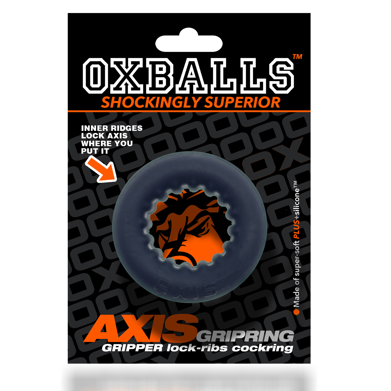 Oxballs - Oxballs Axis Rib Griphold Cockring Black Ice - Cockrings - TPE/TPR/Elastomers