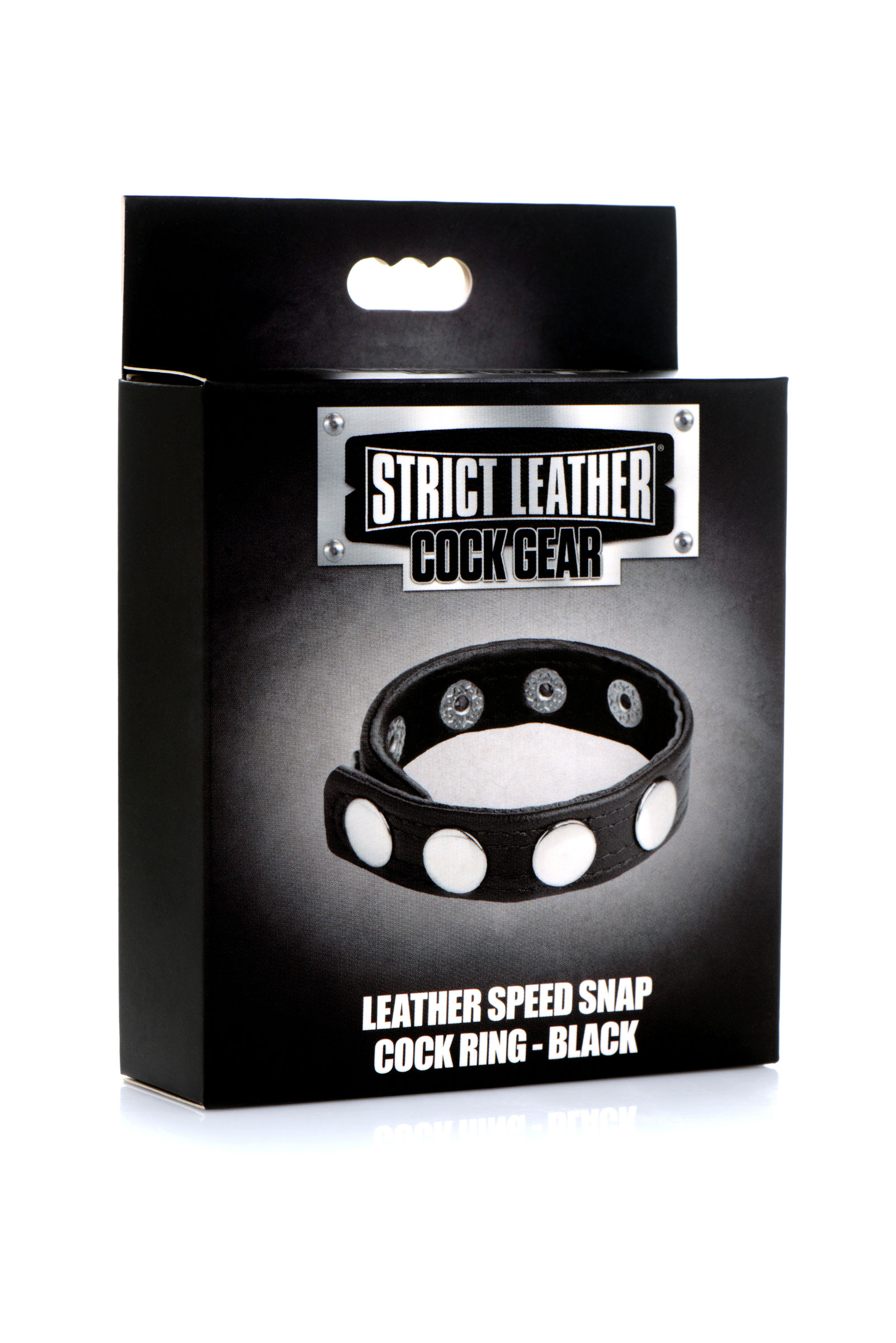 XR Brands - Cock Gear Leather Speed Snap Cock Ring - Black - Cockrings
