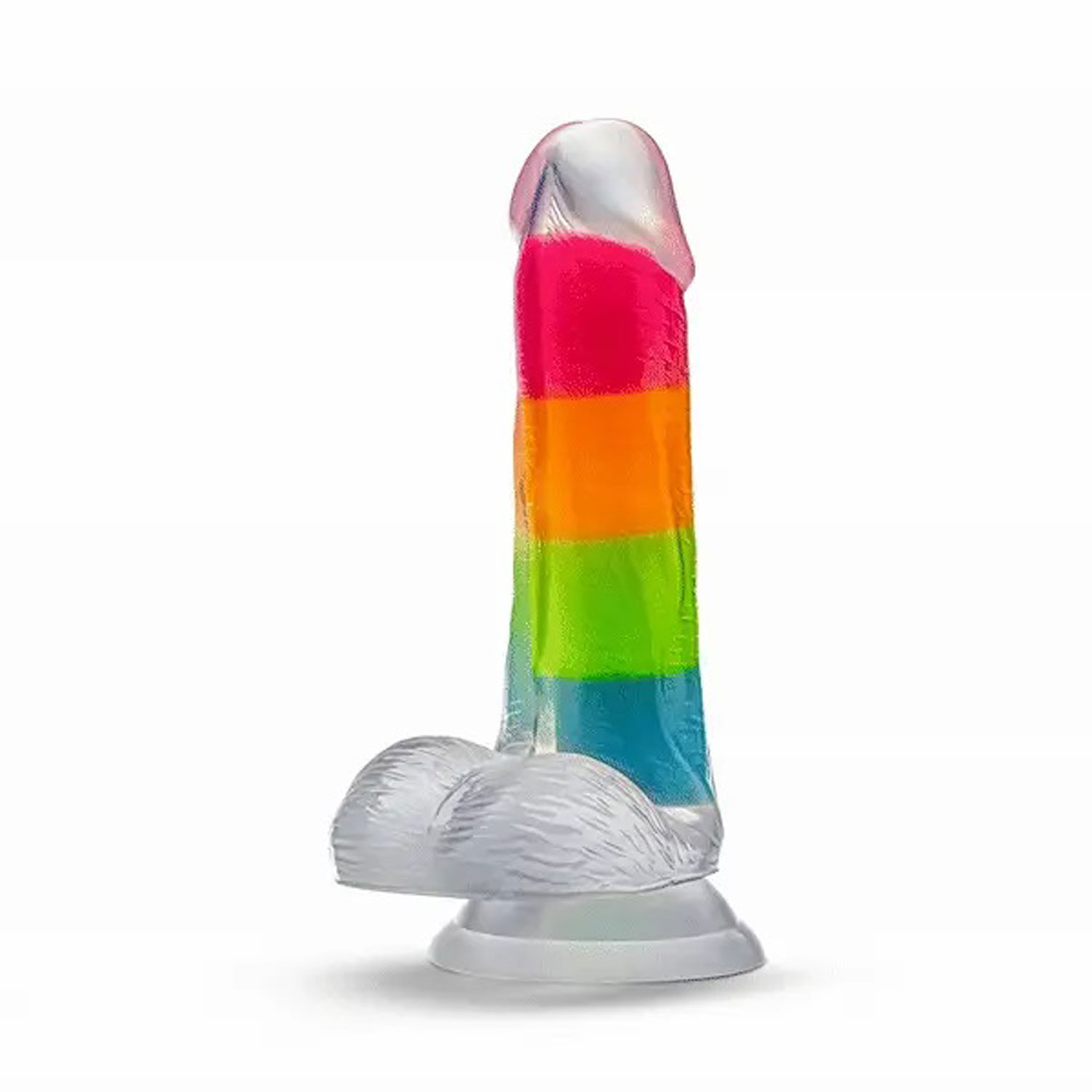 Blush - Neo Elite Glow-in-the-Dark Rainbow Rave 6.5 in. Silicone Dual Density Dildo - Dildos - Silicone