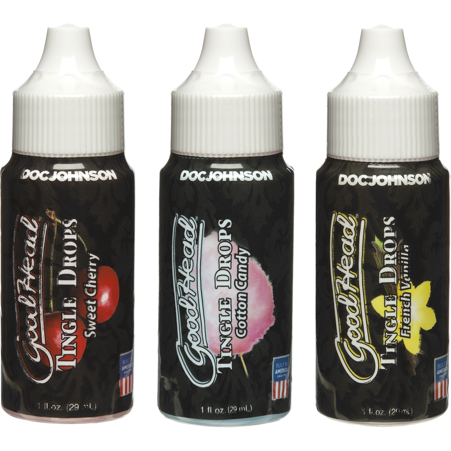 Doc Johnson - Goodhead - Tingle Drops- 3-Pack - French Vanilla, Cotton Candy, Sweet Cherry - Edible