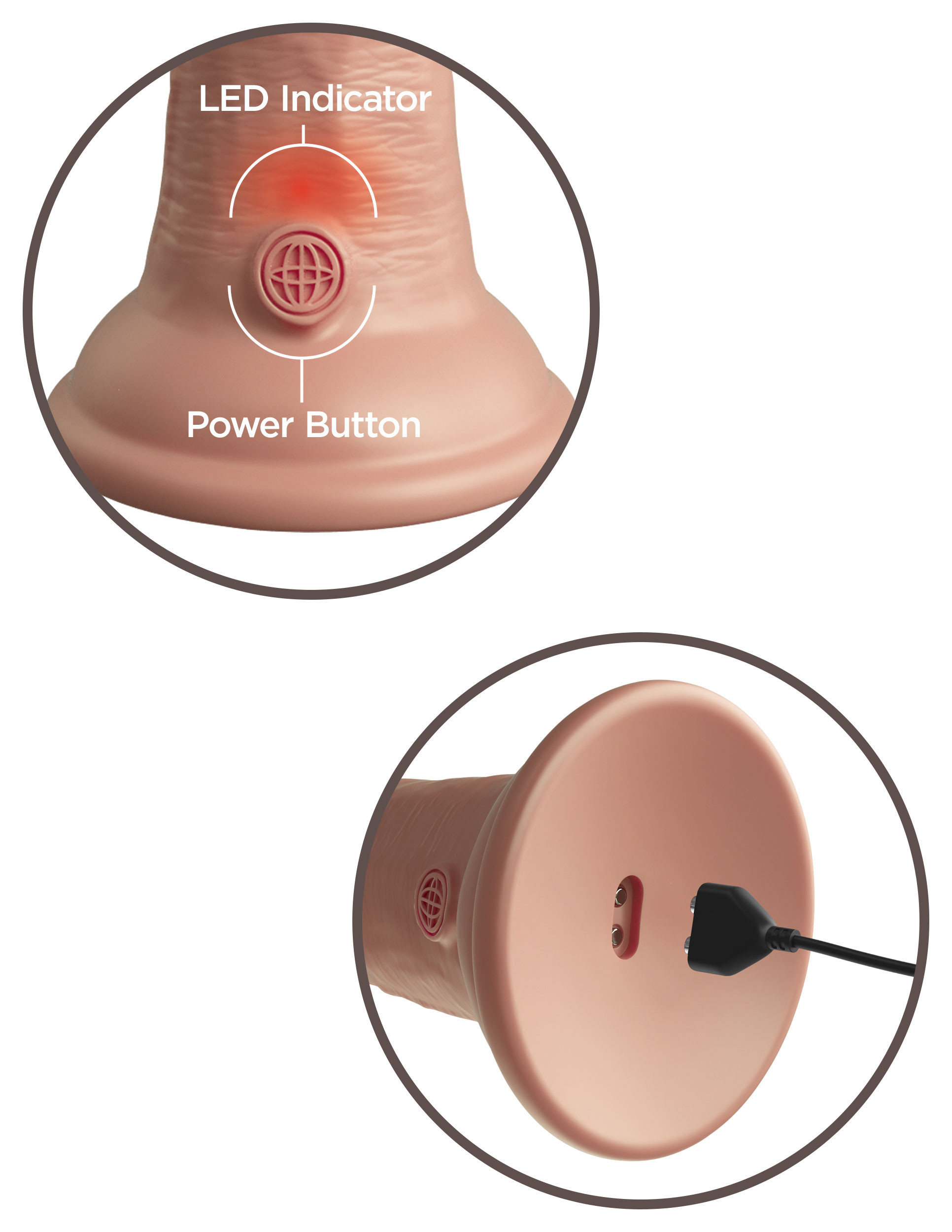 Pipedream - King Cock Elite 8 in. Vibrating Realistic Dildo With Suction Cup Beige - Vibrators - Silicone