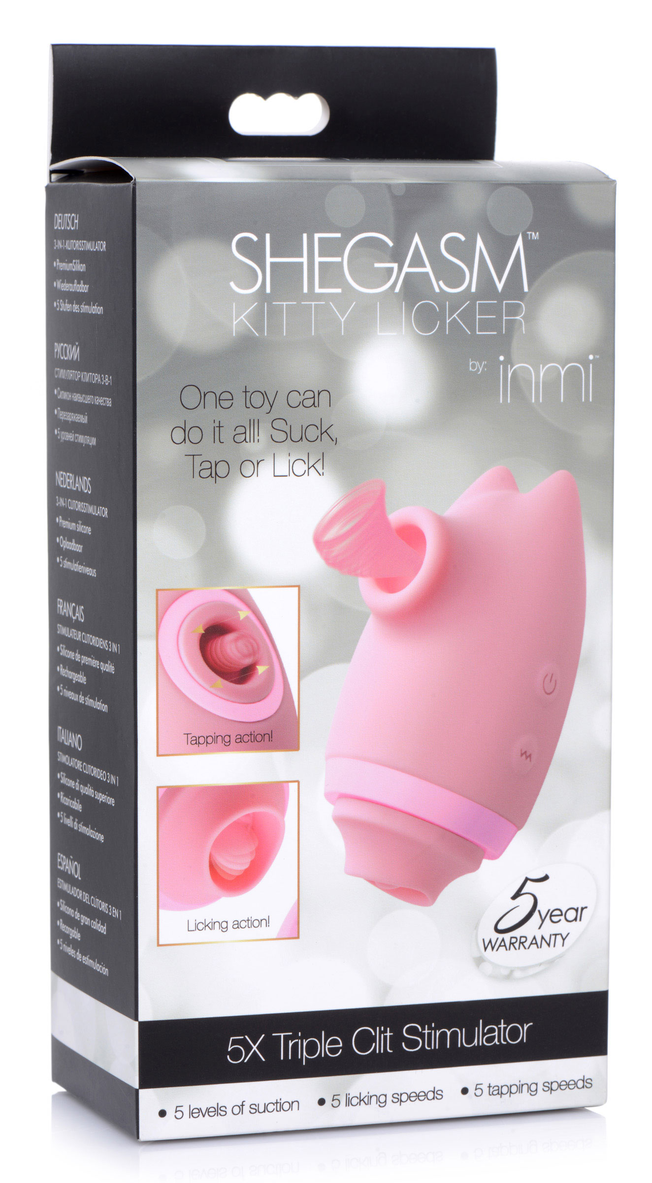 XR Brands - Shegasm Kitty Licker 5X 3-in-1 Clit Stimulator - Vibrators - Silicone