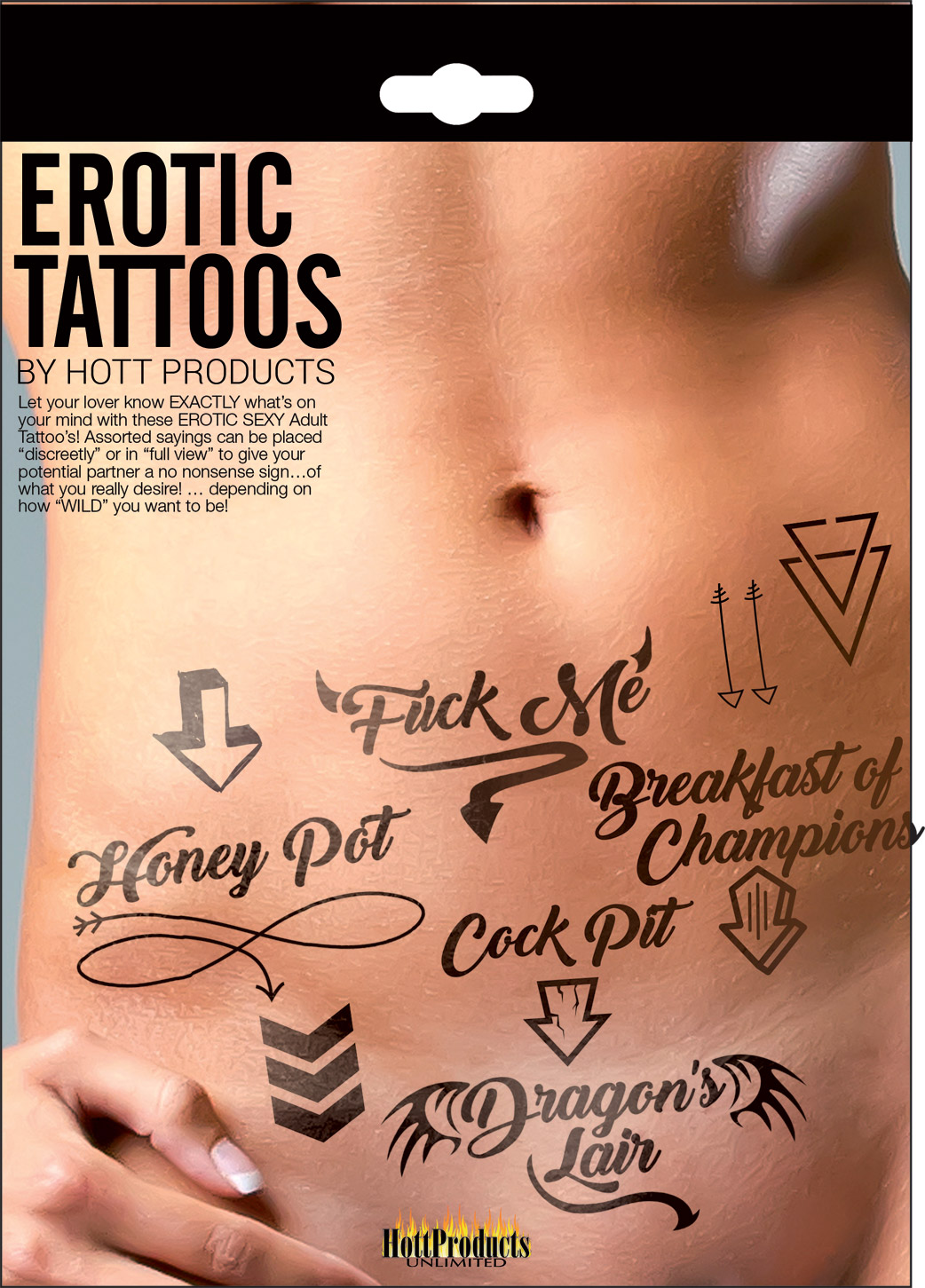 Hott Products - Erotic Tattoo's - Assorted Pack - Body Jewelry (Non Piercing)