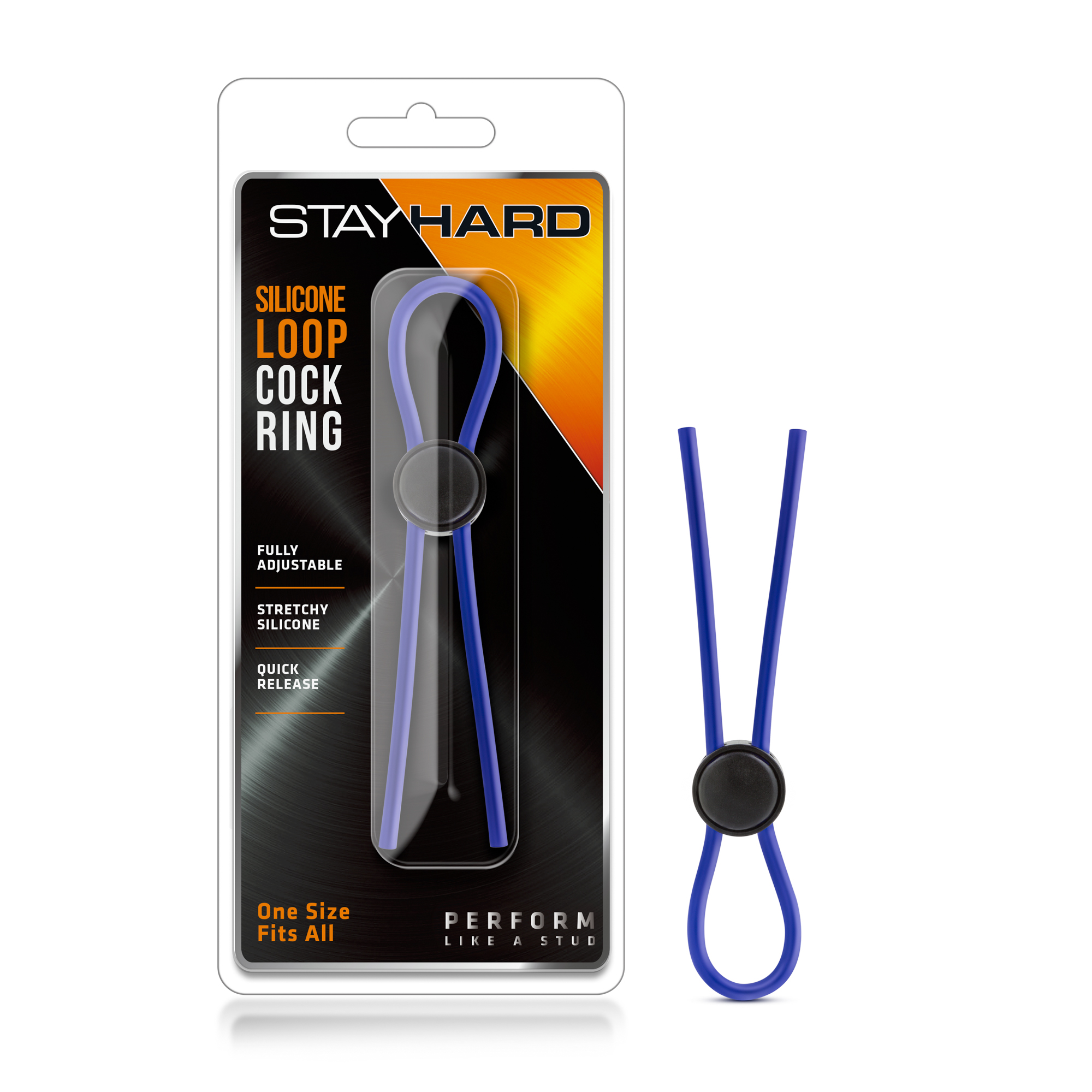 Blush - Stay Hard - Silicone Loop Cock Ring - Blue - Cockrings