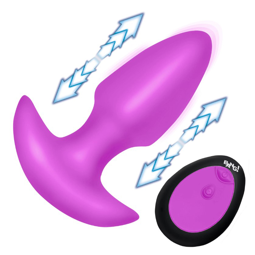 XR Brands - Thrusting and Vibrating Silicone Butt Plug - Purple - Anal Toys & Stimulators