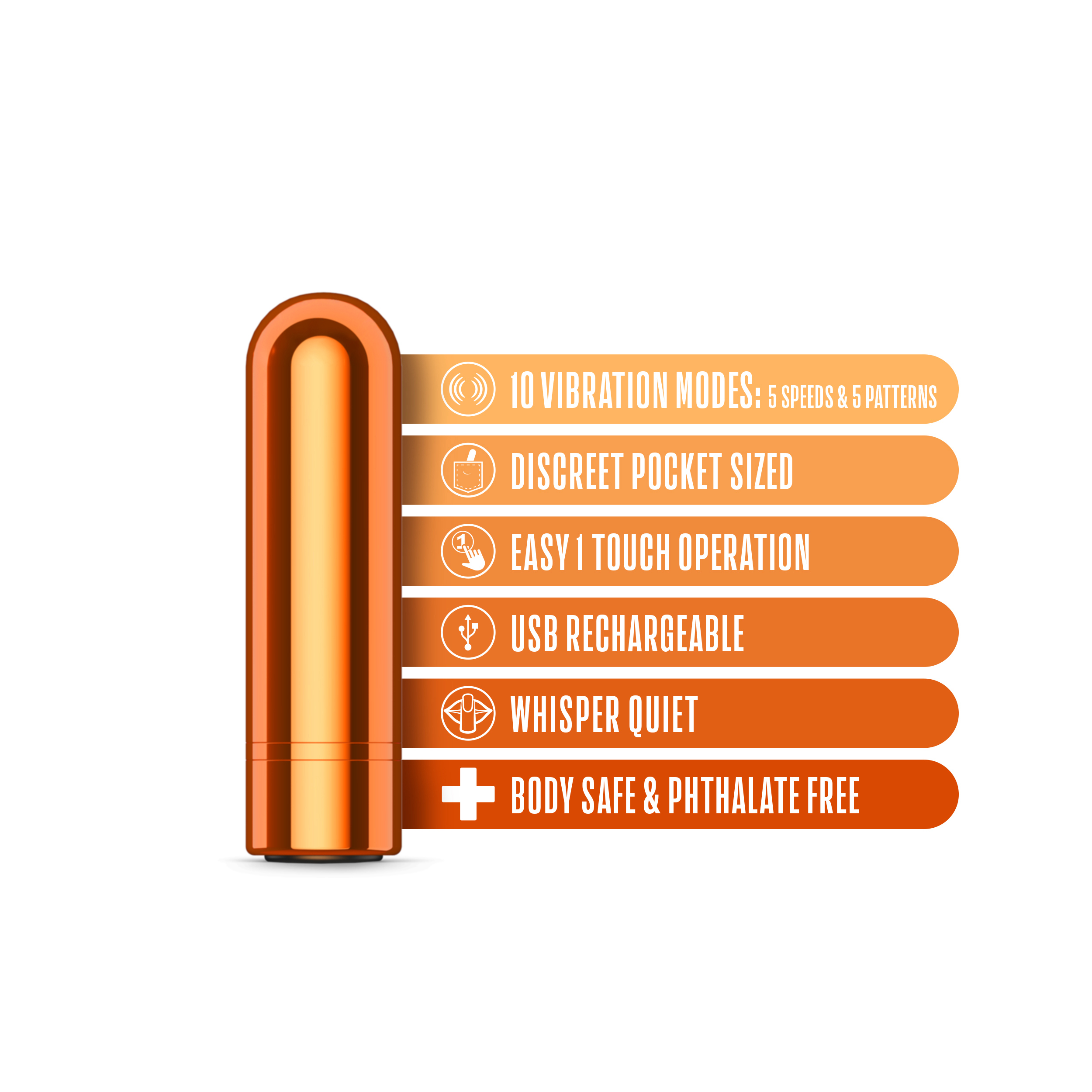 Blush - Kool Vibes Rechargeable Mini Bullet Tangerine - Vibrators - ABS