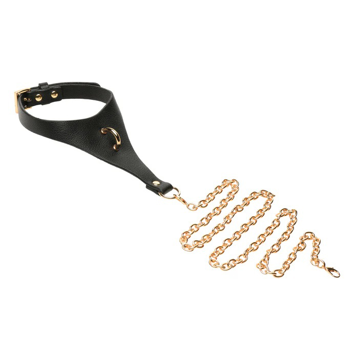 XR Brands - Captivate Collar With Body Chain - Black - Bondage & Fetish Toys