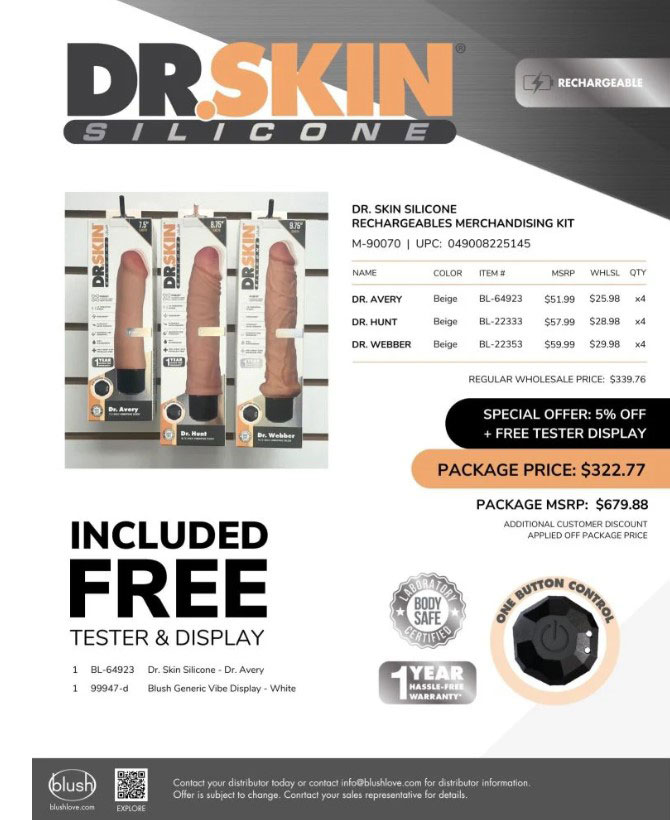 Blush - Dr. Skin Silicone Rechargeables Merchandising Kit - Dildos & Dongs
