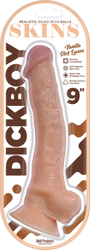 Hott Products - Dick Boy Skins 9" Suction Cup Dildo - Vanilla - Dildos