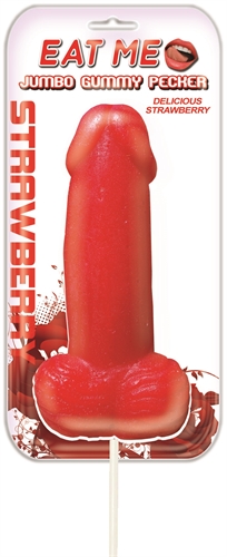 Hott Products - Eat Me Jumbo Gummy Pecker - Strawberry - Edible